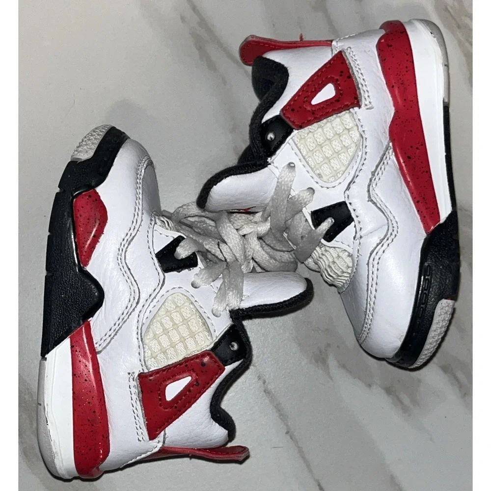Nike Air Jordan 4 Retro TD Fire Red Toddler Baby Sneakers Size 4C